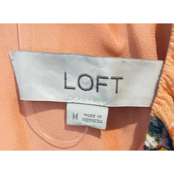 LOFT Top Womens Medium Orange Harvest Sweetheart Neckline Cottagecore Romantic - Picture 6 of 8